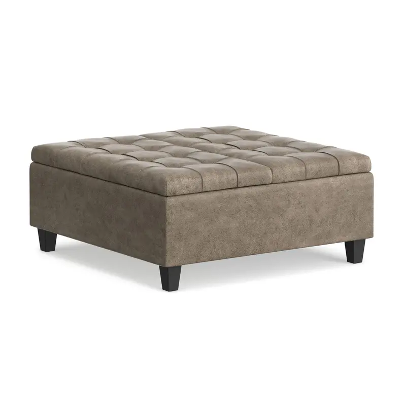 Harrison Square Ottoman-Style Coffee Table – Brown Leatherette 1