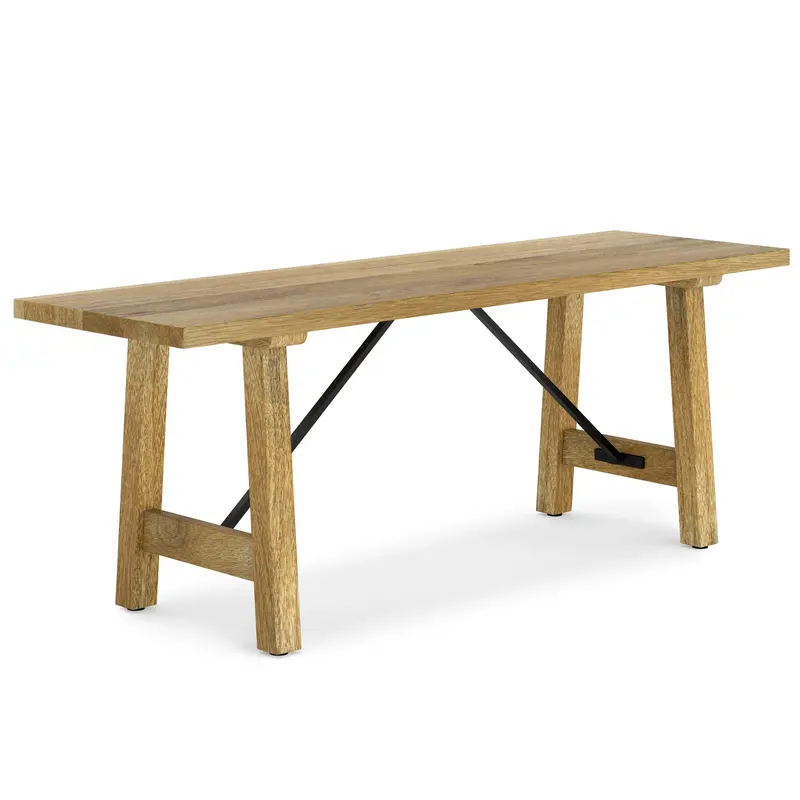 Harvey Entryway Bench – Natural Wood Hall Seat With Clean Lines 1