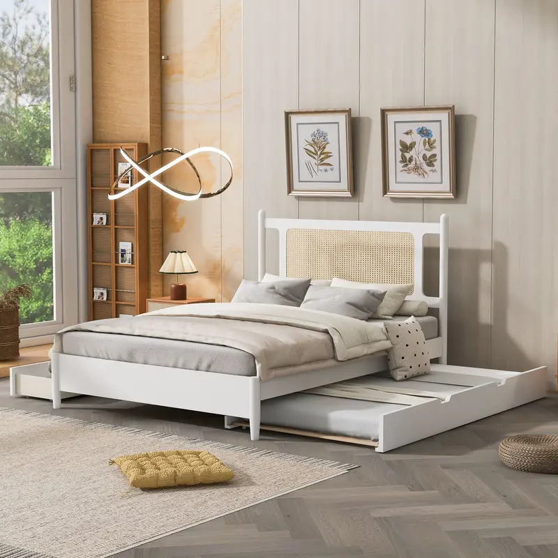 Heavy-Duty Platform Bed With Dual Extra-Large Drawers And Accommodating Trundle 2