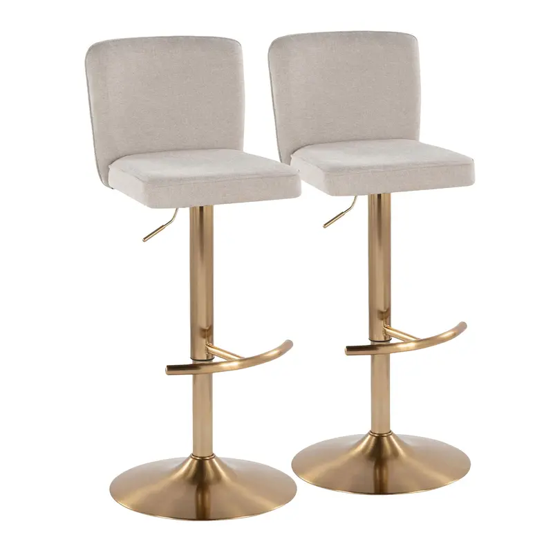 Henry Swivel Barstools – Height-Adjustable Contemporary Pair With Rounded T-Footrest 1