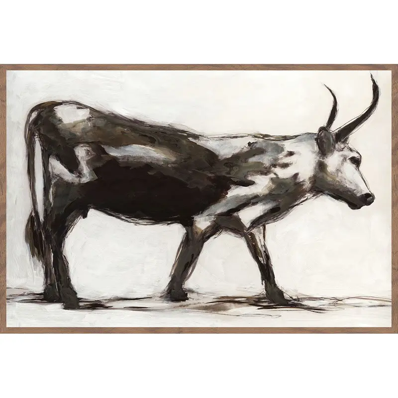 Horn: 48" X 72" Horizontal Canvas By Buddy Whitlock – Rich Walnut Frame 1