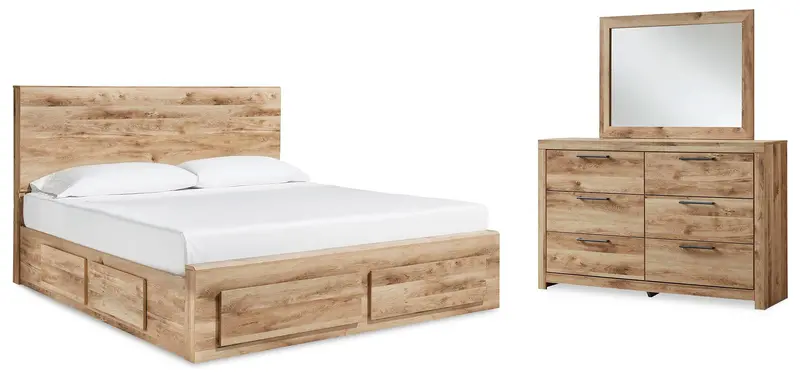 Hyanna King Storage Bed (1 Drawer) + Dresser & Mirror 1