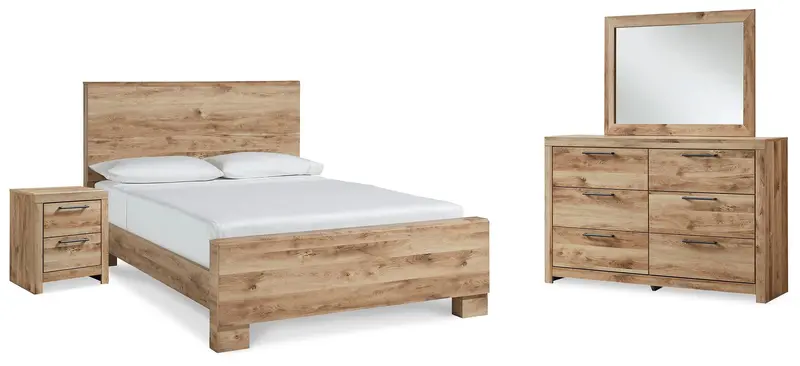 Hyanna Queen Panel Bed, Dresser, Mirror, And Nightstand Combo 1