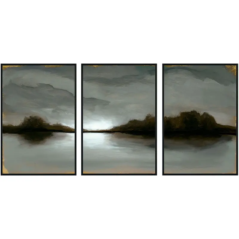 Illuminate Triptych: 72" X 36" Multi-Panel Painting By Buddy Whitlock – Black Framed 1