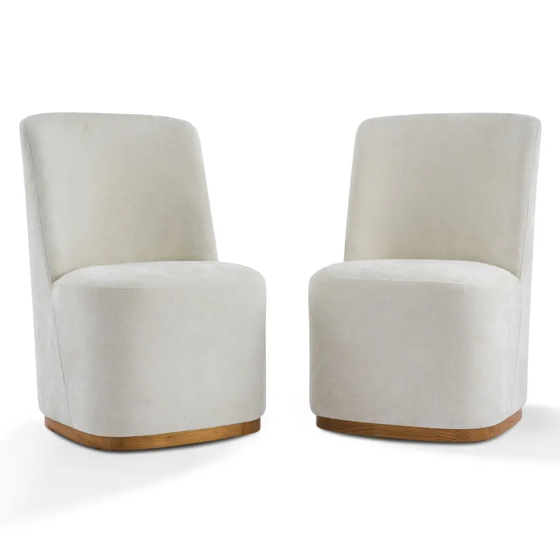 Indoor Light Beige Walnut Upholstered Dining Chairs – Set Of 2 1
