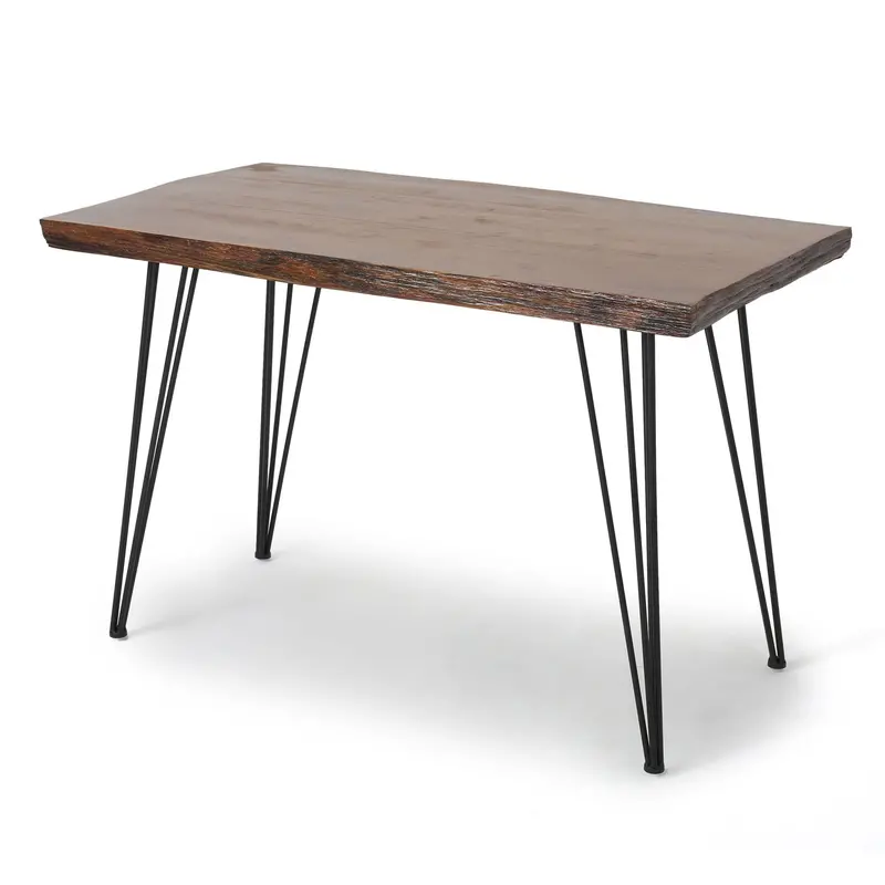 Industrial Faux Live Edge Dining Table With Black Hairpin Legs – Natural Finish 1