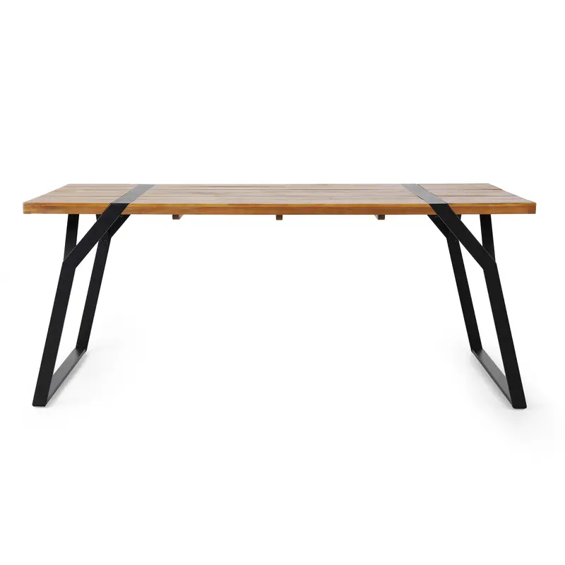 Industrial-Style Black Dining Table – Iron Base & Solid Top (Zora) 1