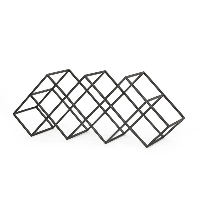 Industrial-Style Tabletop Wine Rack For 7 Bottles – Black Metal 1