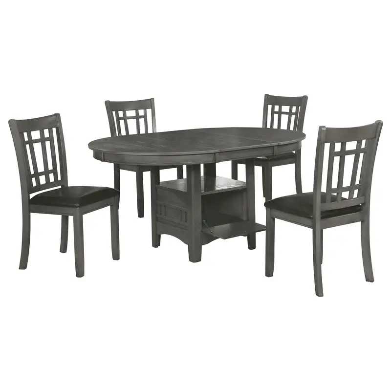 Ingall Medium Gray Dining Set (5-Piece) With Storage Table & Upholstered Chairs 1