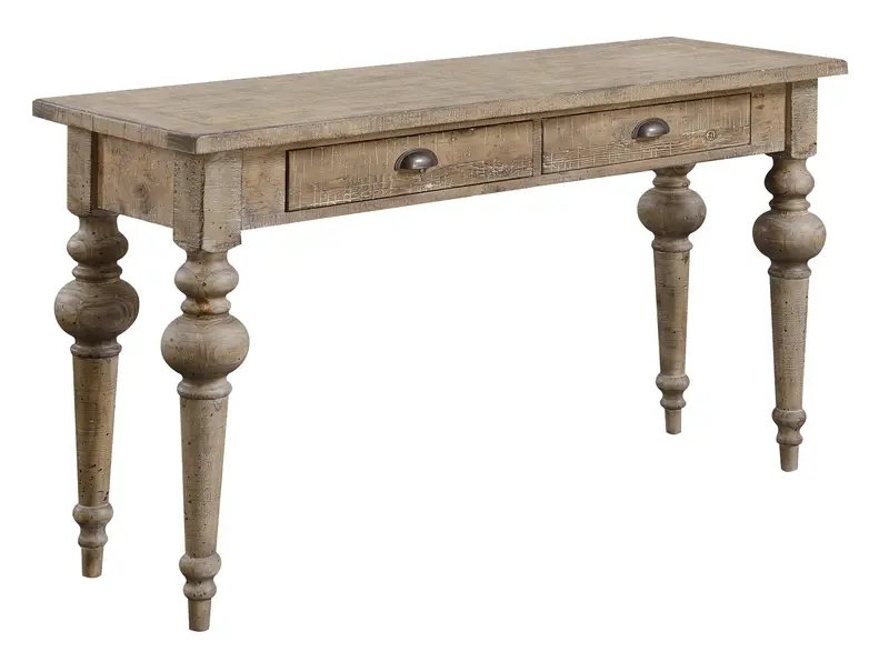 Interlude Sandstone Buff Wood Sofa Table 1