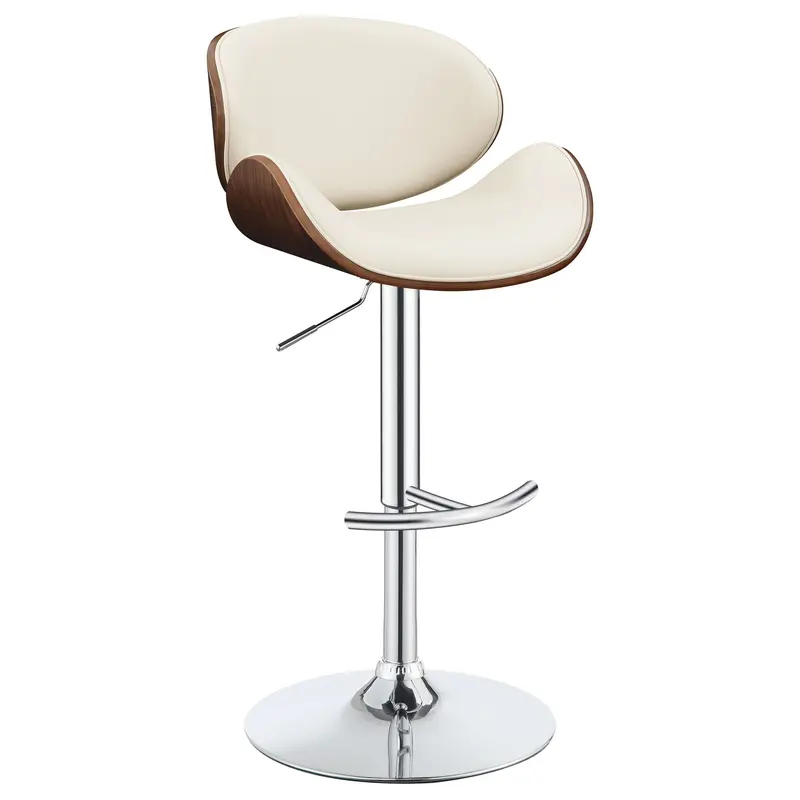 Ivory Upholstered Adjustable Bar Stools – Set Of 2 1