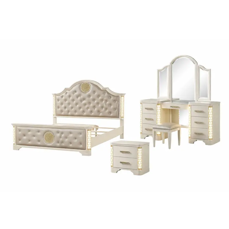 Jasmine Led Bedroom Set With Soft Glow Accents And Cohesive Modern Layout 1