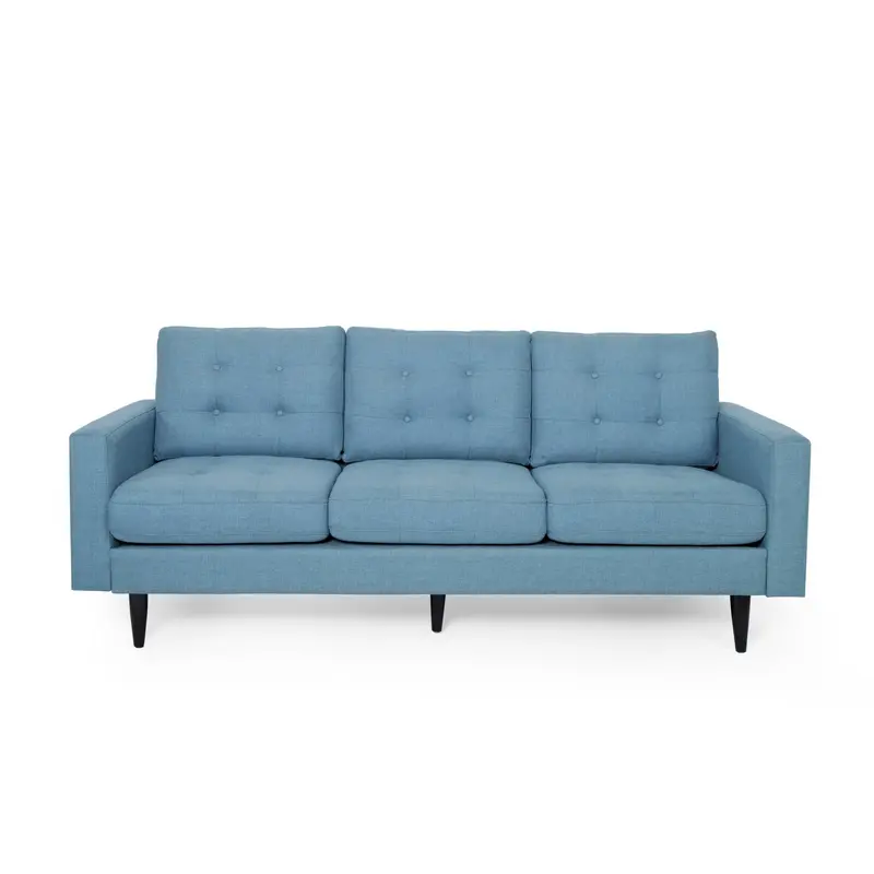 Jenny Contemporary Tufted Fabric Three-Seater Sofa 1