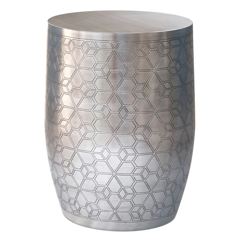 Johnsen Geometric Accent Table In Antique Silver Finish 1