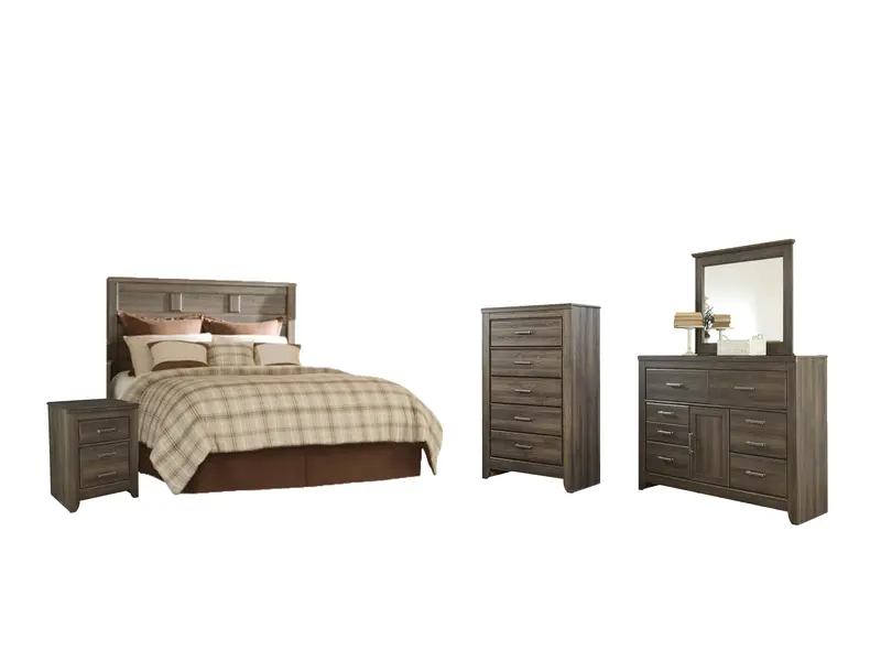 Juararo Queen Panel Headboard Bed Suite With Mirror, Dresser, Chest & Nightstand 1
