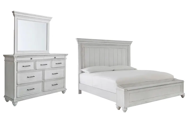 Kanwyn King Panel Bed With Under-Bed Storage And Mirrored Dresser 1