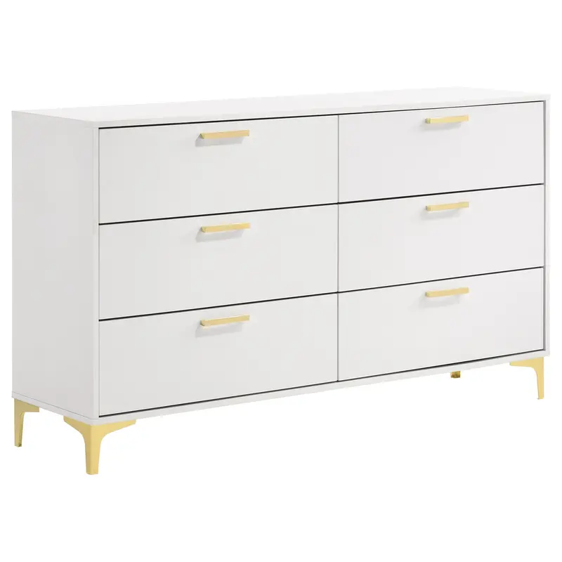 Karena 6-Drawer Wide Dresser – Crisp White Finish 1