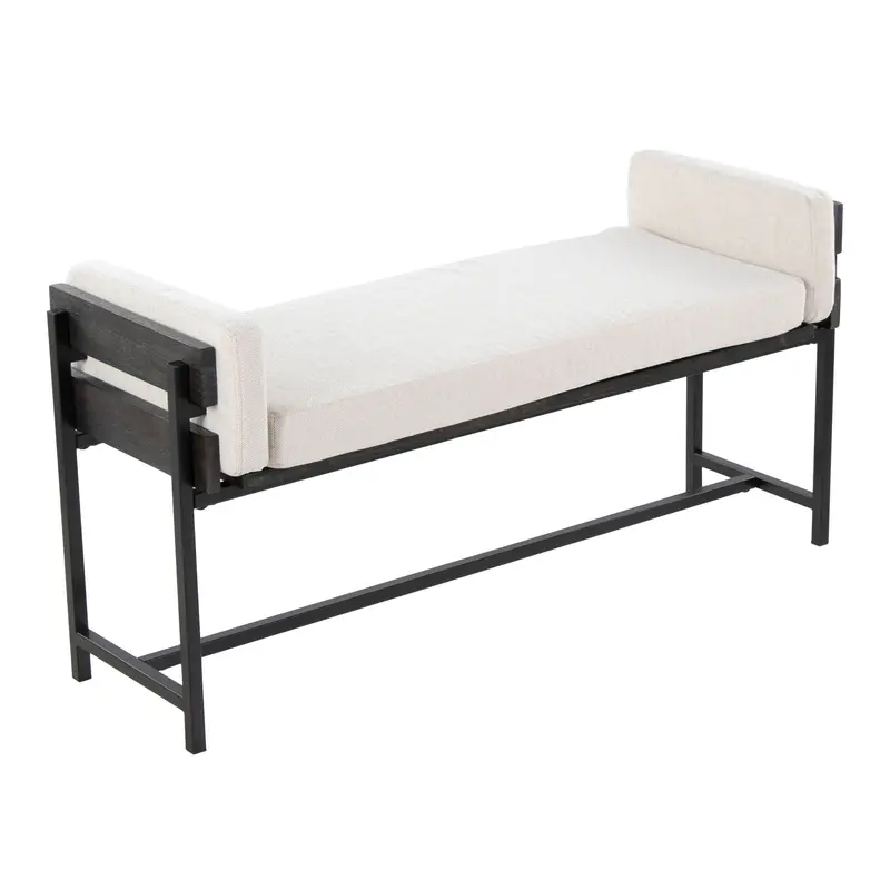 Kari Luxe Farmhouse Bench – Upholstered Seat With Turned Legs 1