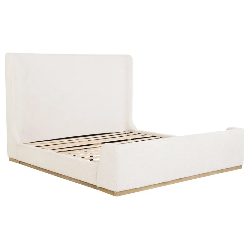 Kensington Cream Eastern King Sleigh Bed With Tall Wingback Upholstered Headboard 1