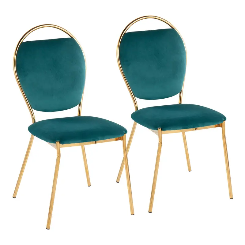 Keyhole Gold & Green Dining Chairs – Set Of 2 Glam-Inspired Contemporary Seating 1