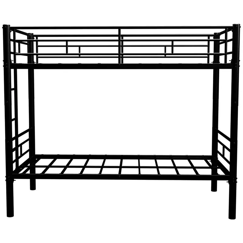 Kid-Friendly Metal Bunk Bed With Convertible Options, Safety Rails, And Dual Ladders 4