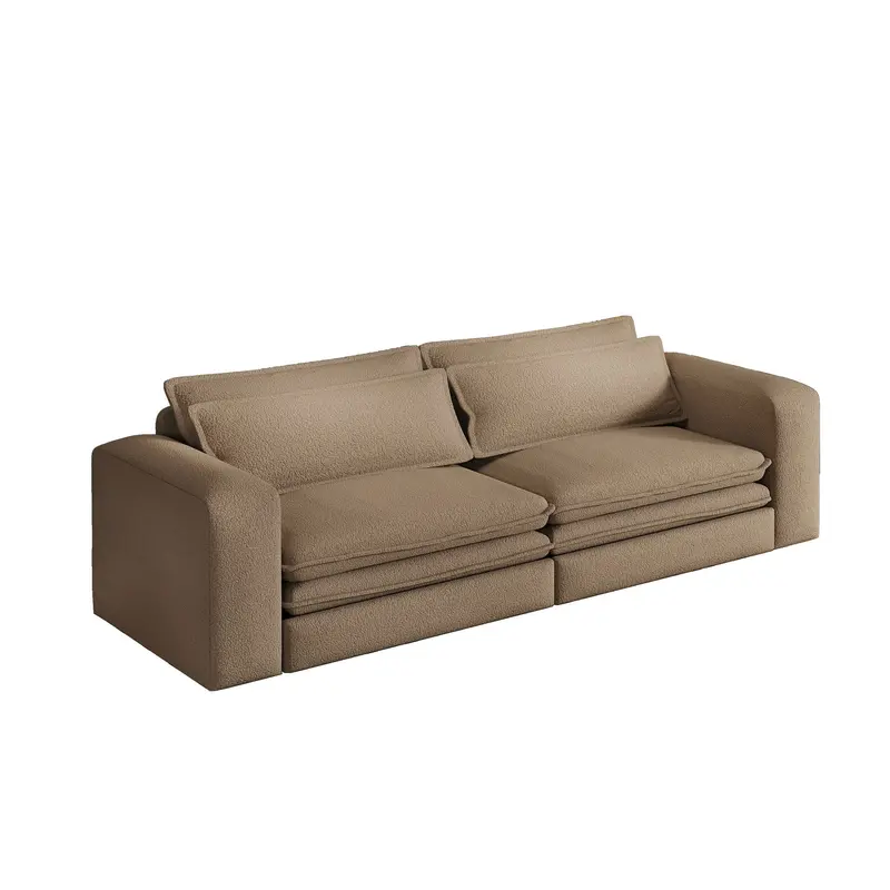King-Size Convertible Sleeper Sofa Bed: 3-In-1 Chaise Lounge With Removable Pillows – Camel Hue 1
