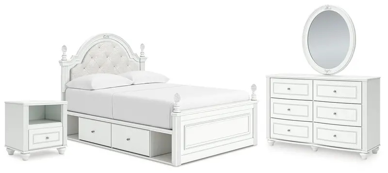 Kozlani Full Upholstered Storage Panel Bed Suite With Dresser, Mirror & Nightstand 1