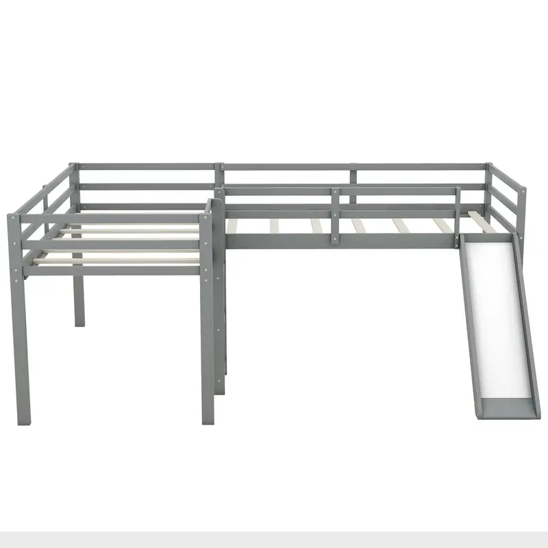 L-Shaped Loft Bed With Vertical Ladder Access And Fun Integrated Slide Feature 2