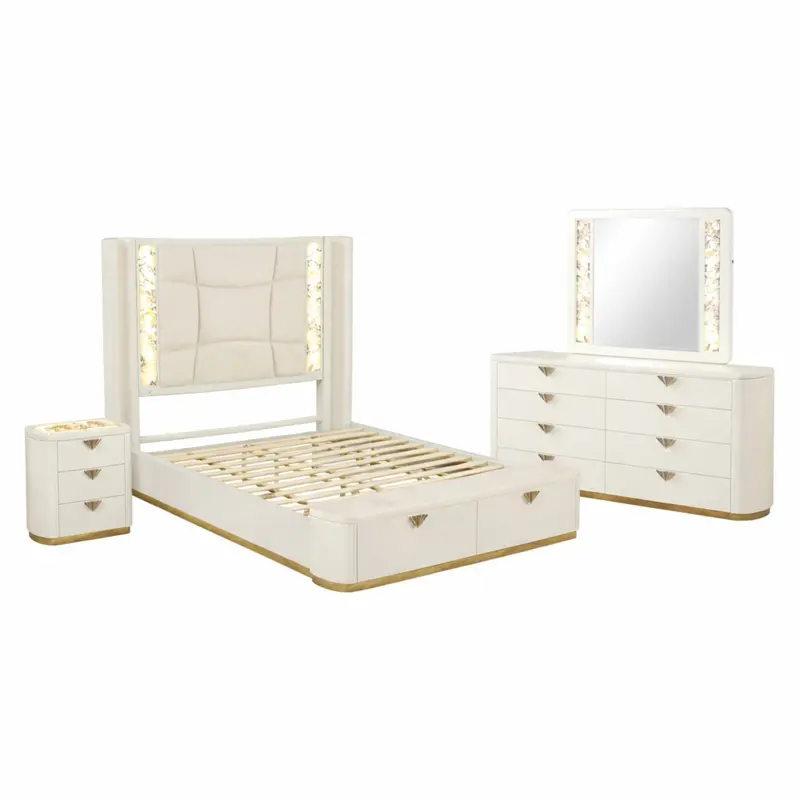 La Pierre Upholstered Bedroom Set With Illuminated Led Bed Frame 1