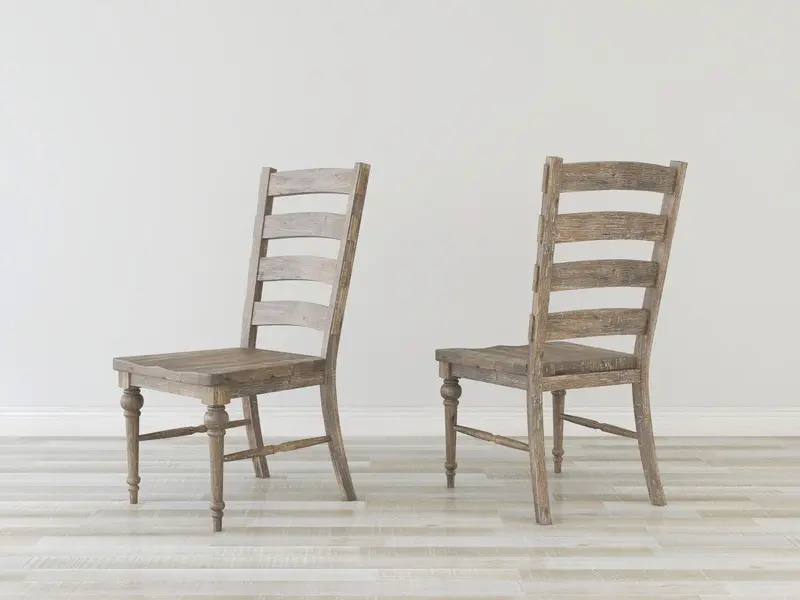 Ladderback Dining Chairs (Set Of 2) – Textured Taupe Fabric 1