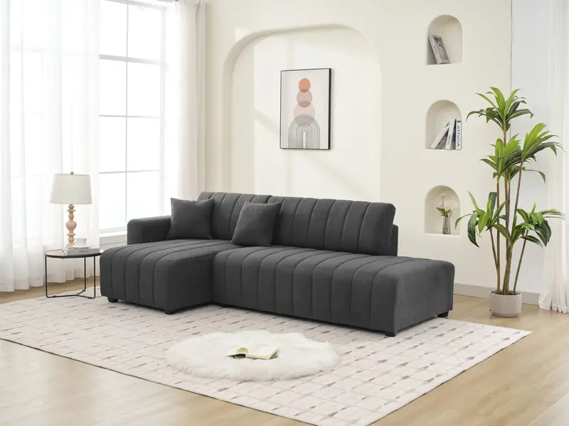 Lamb Wool Sectional Sofa With Chaise – Jessica Collection 2