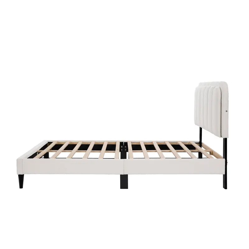 Lambswool-Upholstered Petal-Design Bed Frame 2