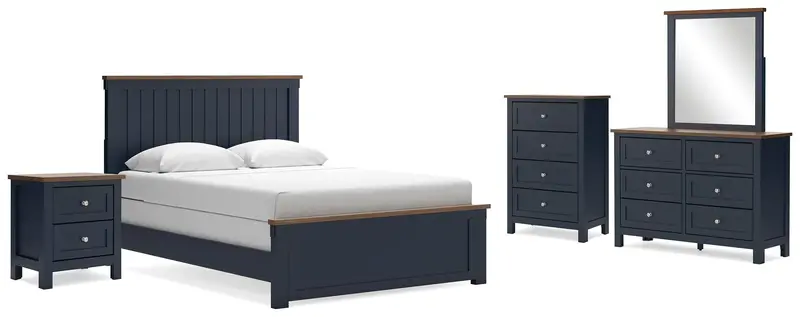 Landocken Queen Panel Bed Set: Dresser, Mirror, Chest, And Nightstand 1