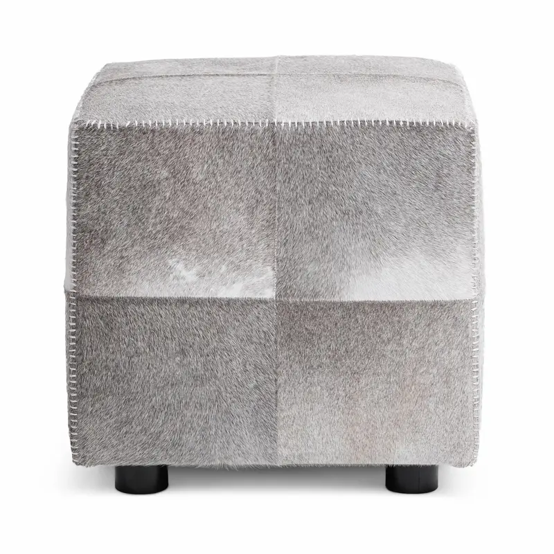 Landyn Square Ottoman In Sparrow Gray Fabric 1