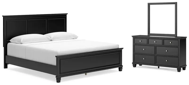 Lanolee King Panel Bed With Full-Length Mirrored Dresser 1