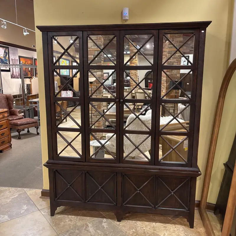 Large Mirrored Four-Door Armoire With Two-Piece Hutch Top – Statement Storage (Bthh) 1