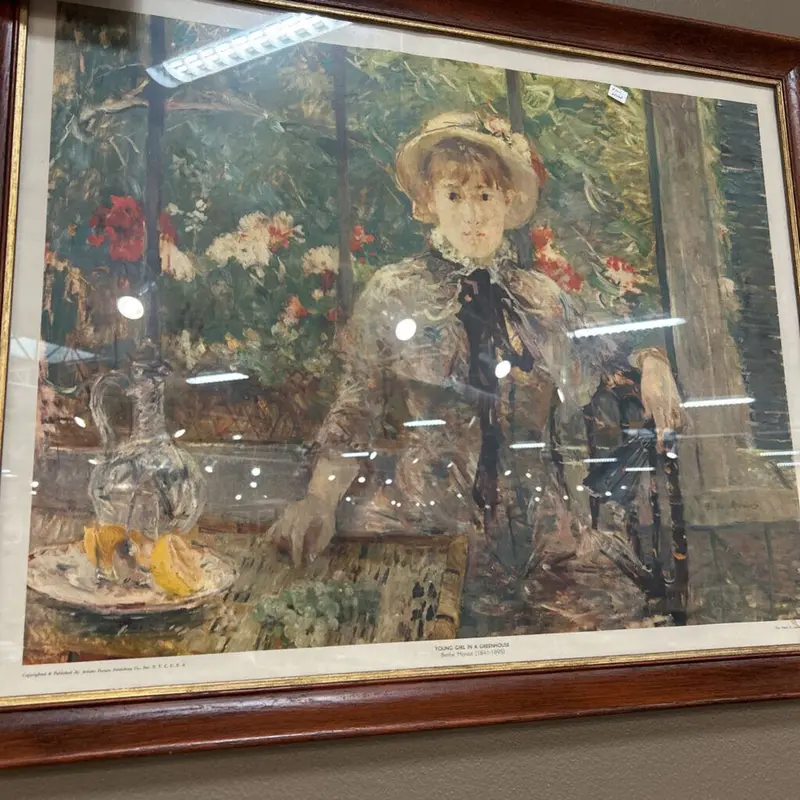 Large Portrait Artwork: "Young Lady" – Wooden Frame, Timeless Aesthetic (Amk) 1