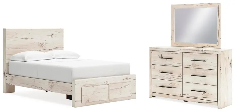 Lawroy Full-Size Storage Panel Bed With Dresser And Mirror 1