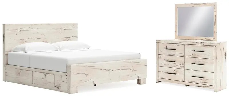 Lawroy King Panel Bed With Integrated Storage, Plus Dresser And Mirror 1