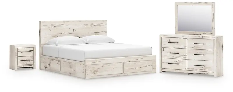 Lawroy King Storage Panel Bed With Dresser, Mirror & Nightstand 1
