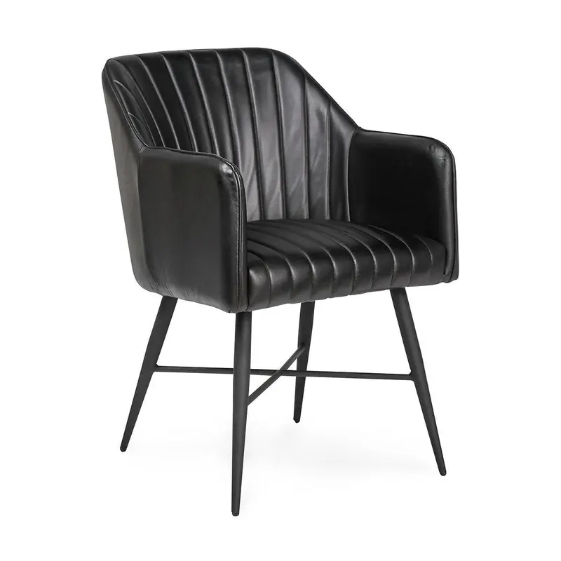 Leon Midnight Raven Leather Dining Chair 1