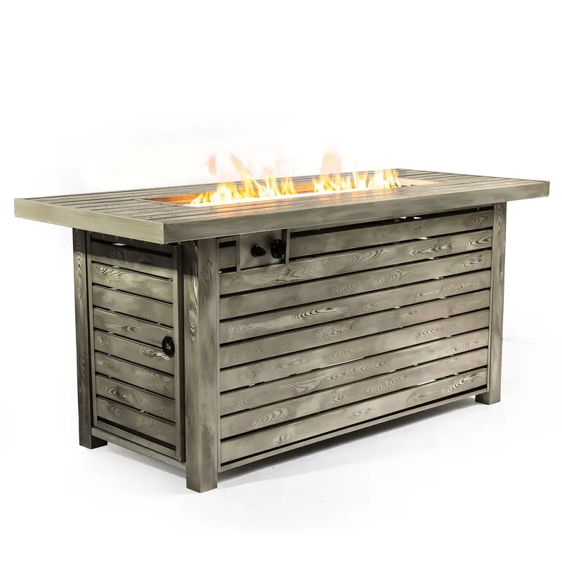 Light Beige Rectangular Propane Fire Pit Table – 50,000 Btu Patio Centerpiece 1