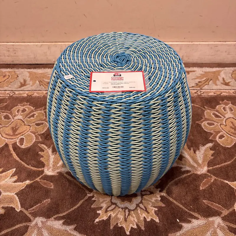 Light Blue Woven Ottoman Footrest (At) 1