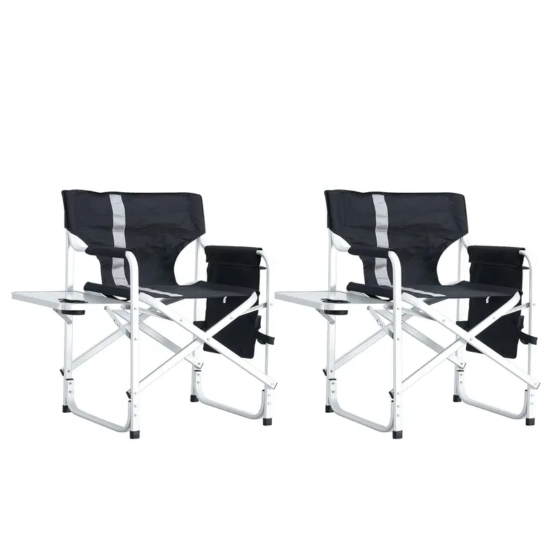 Lightweight Folding Outdoor Director’S Chair With Side Table And Storage Pockets 2