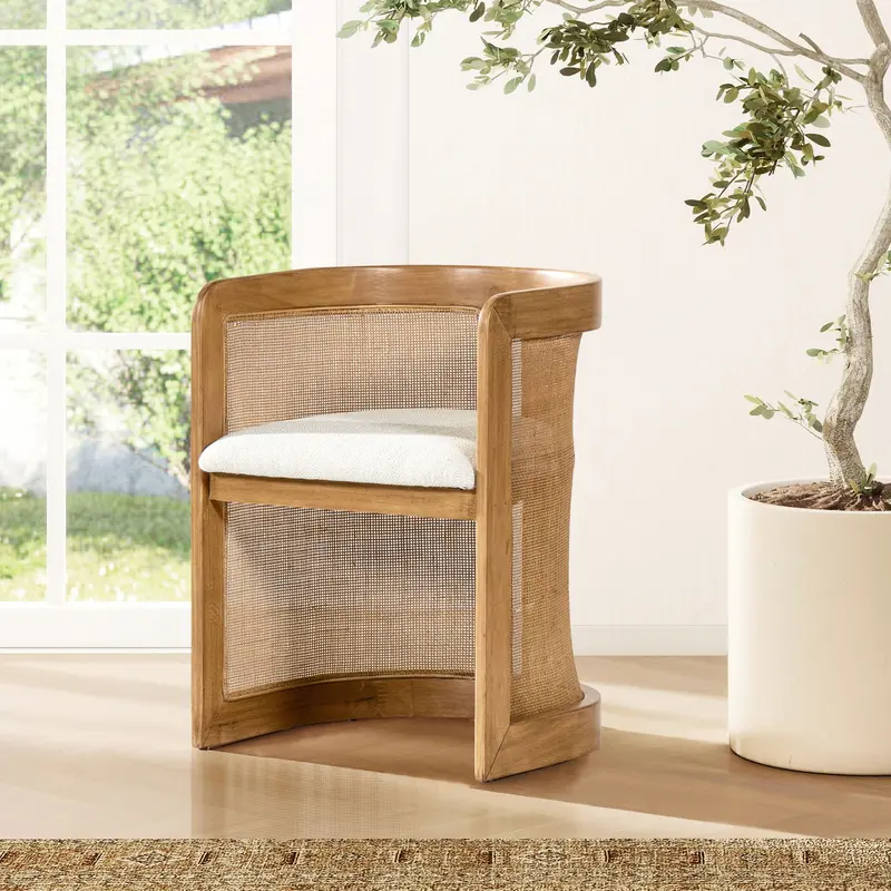 Lilith Curved White Pepper Dining Chair – Stain Resistant 1