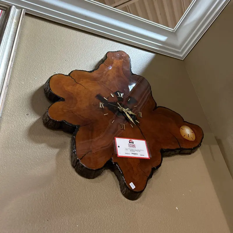 Live-Edge Wooden Wall Clock With Natural Grain Finish (Lsh) 1