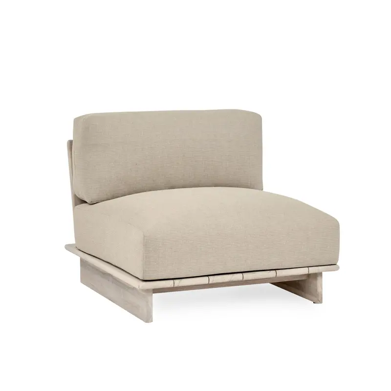 Livia Taupe Outdoor Armless Lounge Chair – Teak-Inspired Design 1