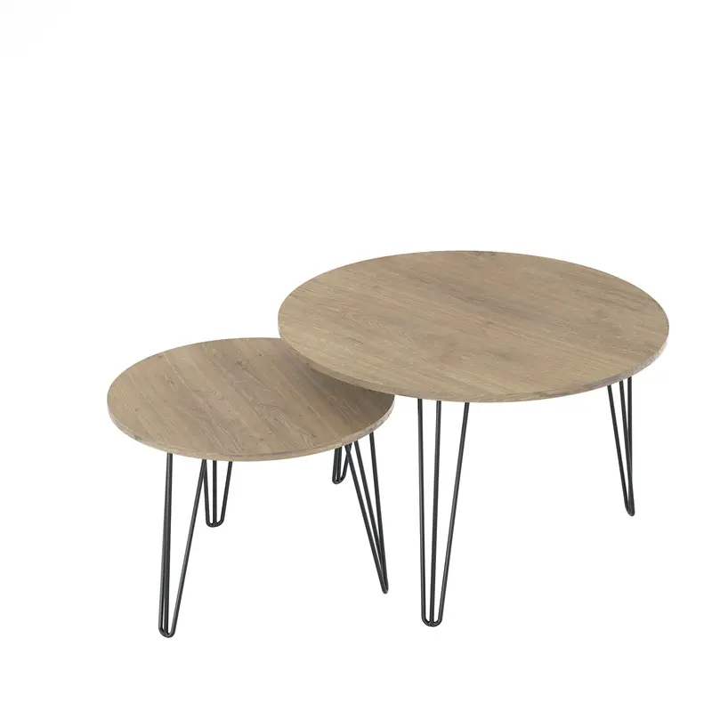 Living Room Nesting Coffee Table Set – Two-Tier Round Design For Flexible Styling 1