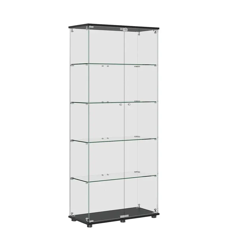 Lockable Display Cabinet With Double Glass Doors And Interior Shelving 2
