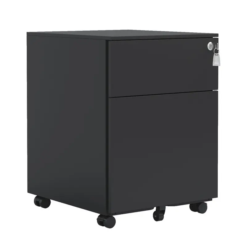 Locking Mobile File Cabinet With 2 Drawers – Steel Construction For Legal, Letter, A4, Or F4 Files 1